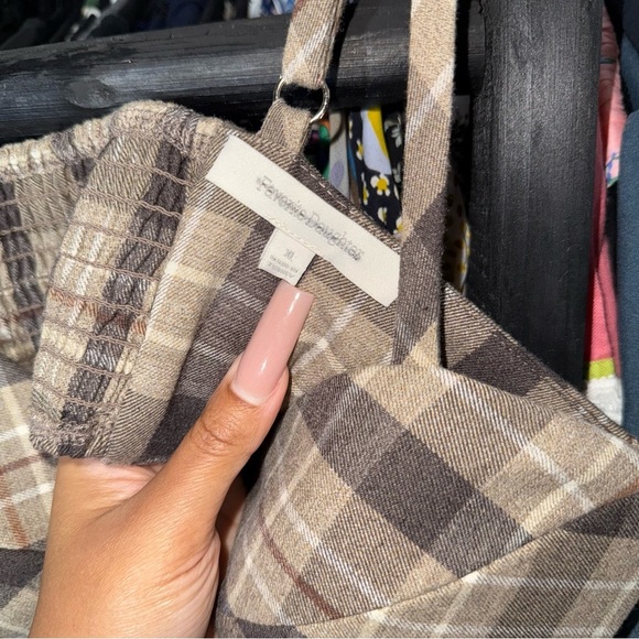 Favorite Daughter Ex Boyfriend Plaid Bra Top Brown Beige - Picture 11 of 15